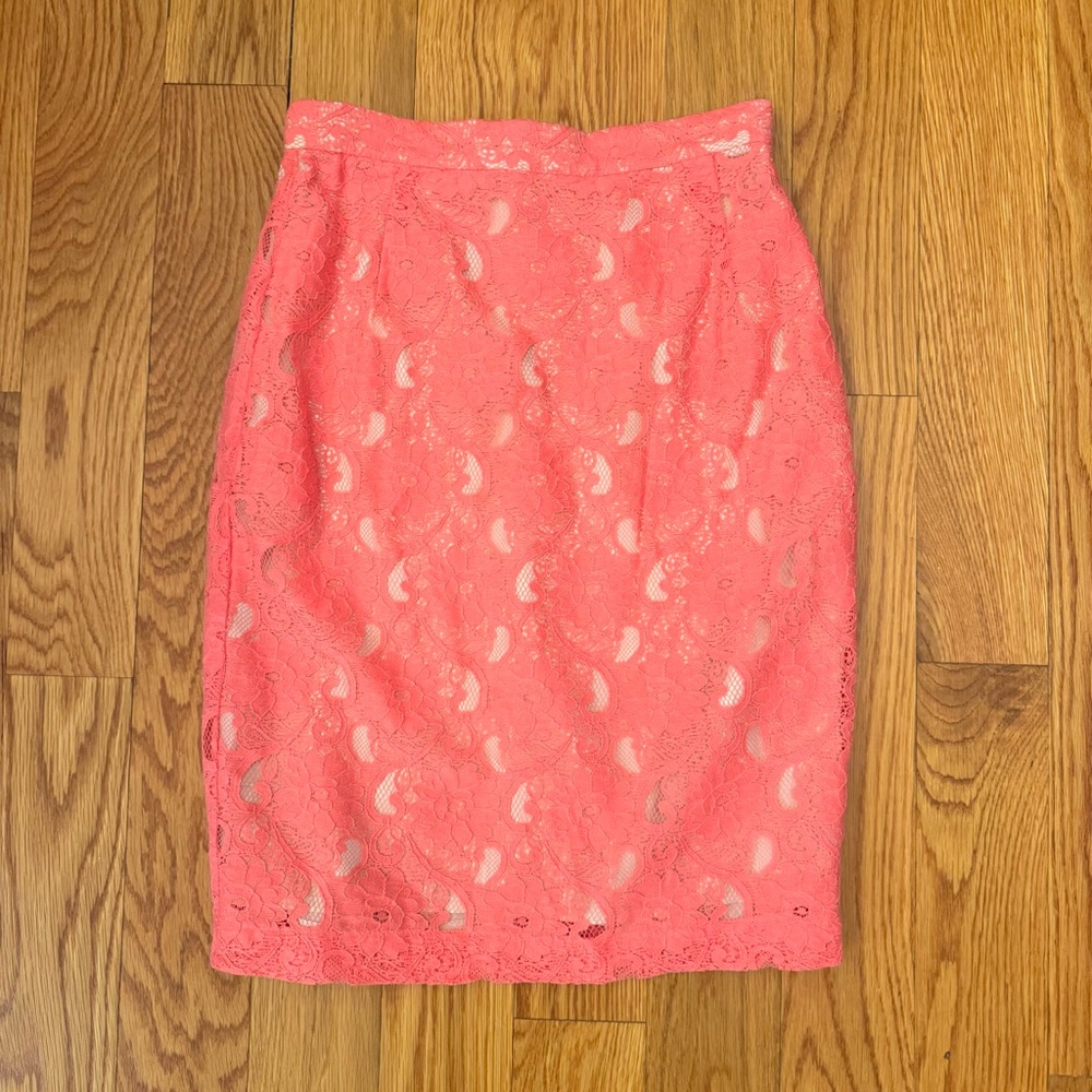 H&M Conscious Collection Pink Peach Slit Mini Lace Skirt 4 2